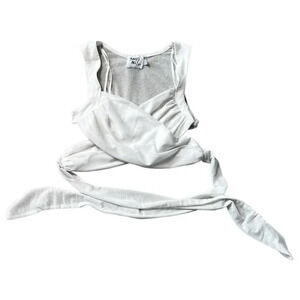Pretty Little Thing Women's Wrap Front Tie Back White Top Size 2 Sheer Back
